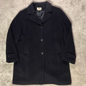 LL Bean Womens Wool Coat 18 Reg Navy Insulated Lambswool Winter Jacket